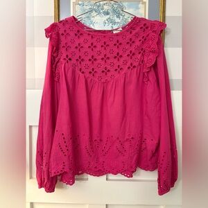 Jennifer Grace Elegant Fuchsia Lace Blouse Size Large